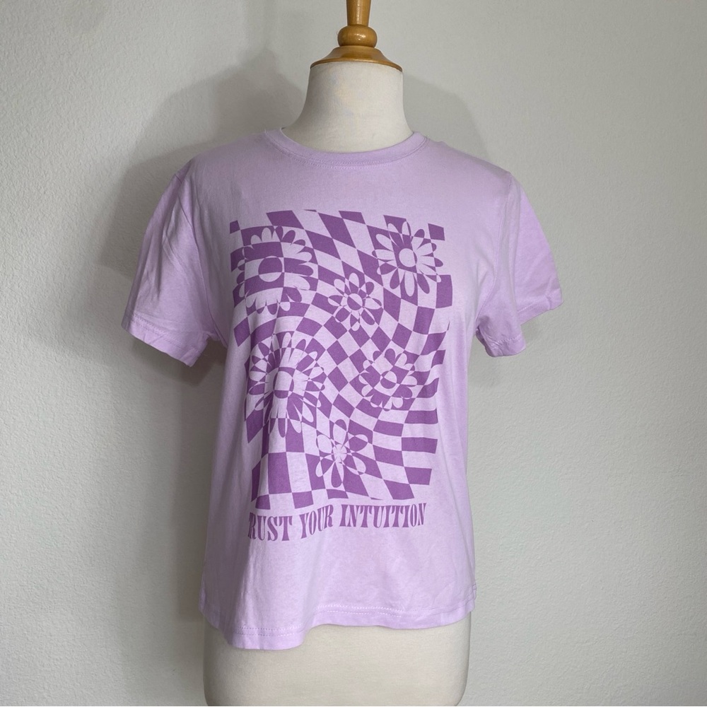 NEW Mure + Grand Women's Purple Trust Your Intuition Crew Cotton T-Shirt Size M